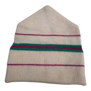 Gordini Vintage 100% Wool Knit Winter Ski Hat BeanieToque Pink & Green Striped
